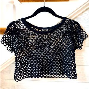 Mesh Sparkled Crop Top